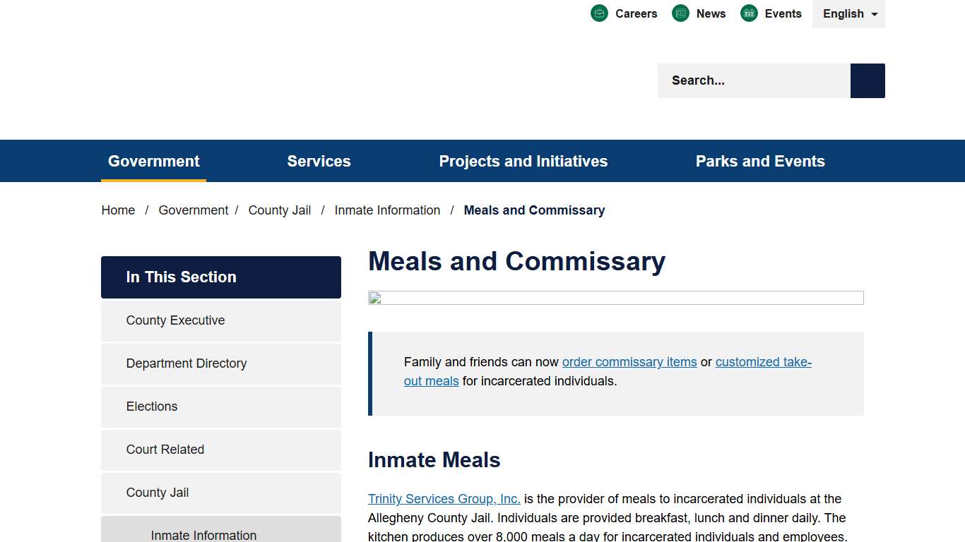 Meals and Commissary - Allegheny County, PA