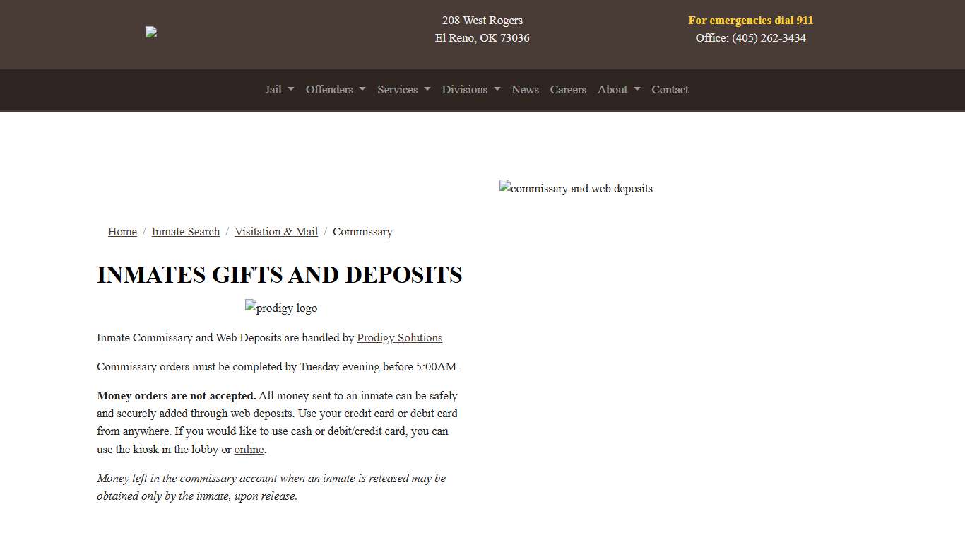 Inmate Commissary & Deposits - Canadian County Sheriff's Office